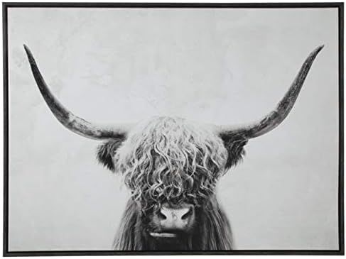 Signature Design by Ashley Pancho Modern Framed Cow Canvas Wall Art, 48 x 36, Black & White | Amazon (US)