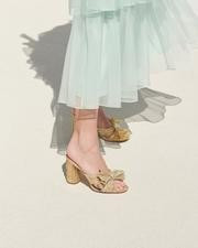 Penny Gold Pleated Bow Heel | Loeffler Randall