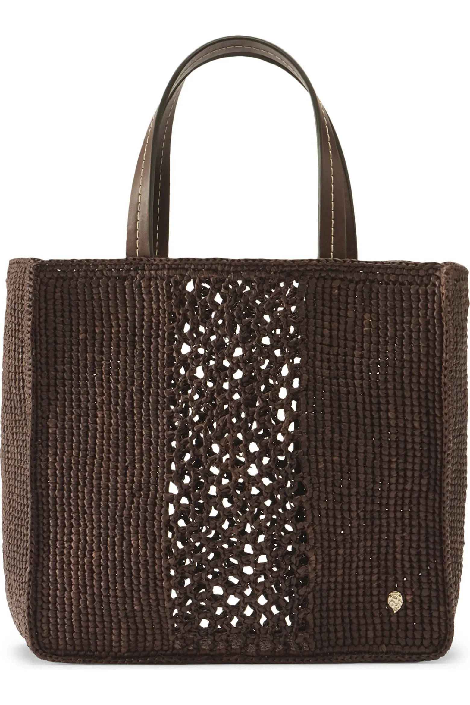Helen Kaminski Mini Arleth Crochet Raffia Tote in Charcoal at Nordstrom | Nordstrom
