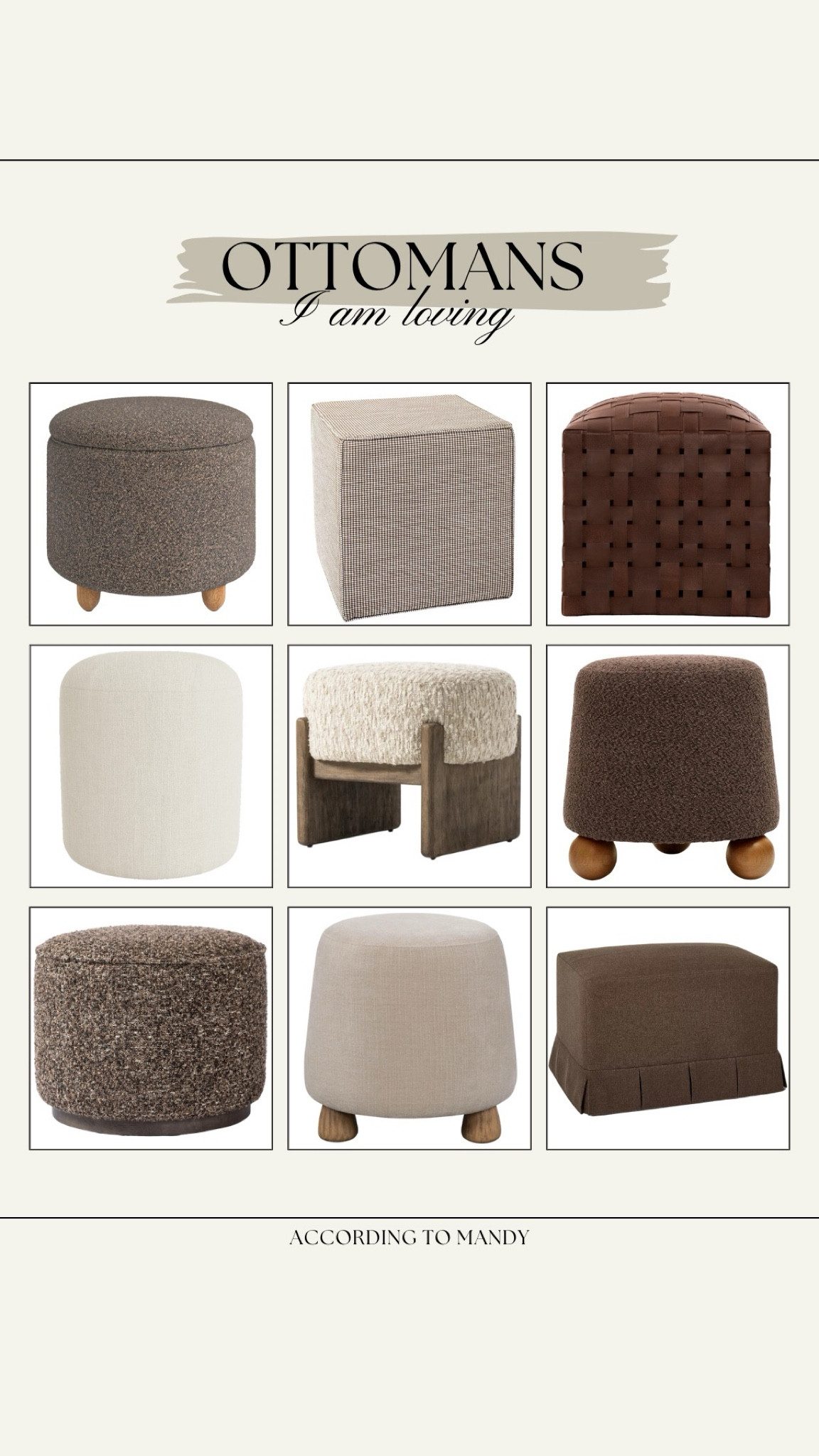 Ottomans I am loving!

ottomans, mcgee & co, target furniture, target finds, target home finds, boucle ottoman, upholstered ottoman, target ottoman, budget friendly 

#LTKHome #LTKStyleTip