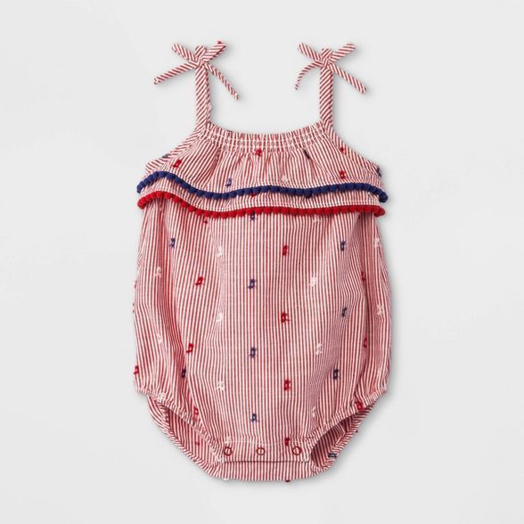 Baby Girls' Americana Clipspot Elevated Romper - Cat & Jack™ Red | Target