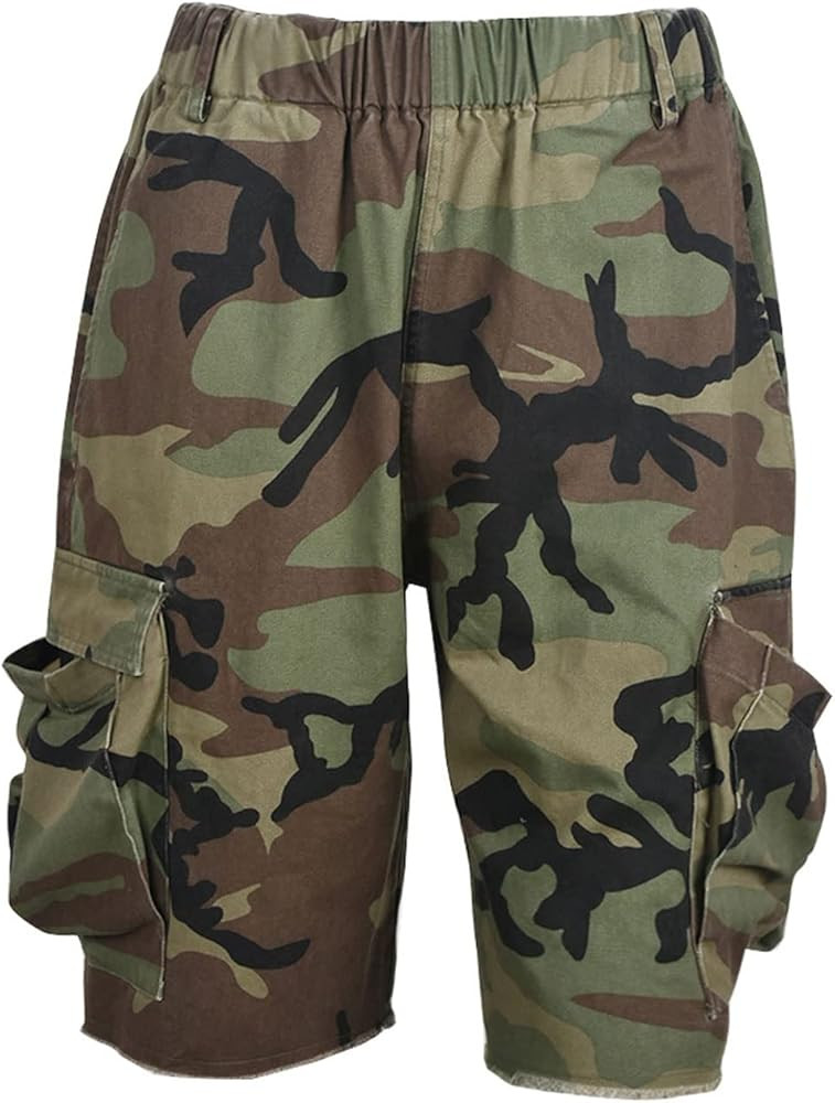 Botillosh Women's Camo Shorts Elastic Waist Casual Loose Fit High Waisted Camo Short Comfy Multi ... | Amazon (US)