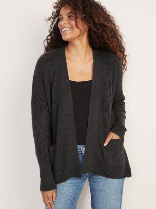 Waffle-Knit Open-Front Cardigan for Women | Old Navy (US)