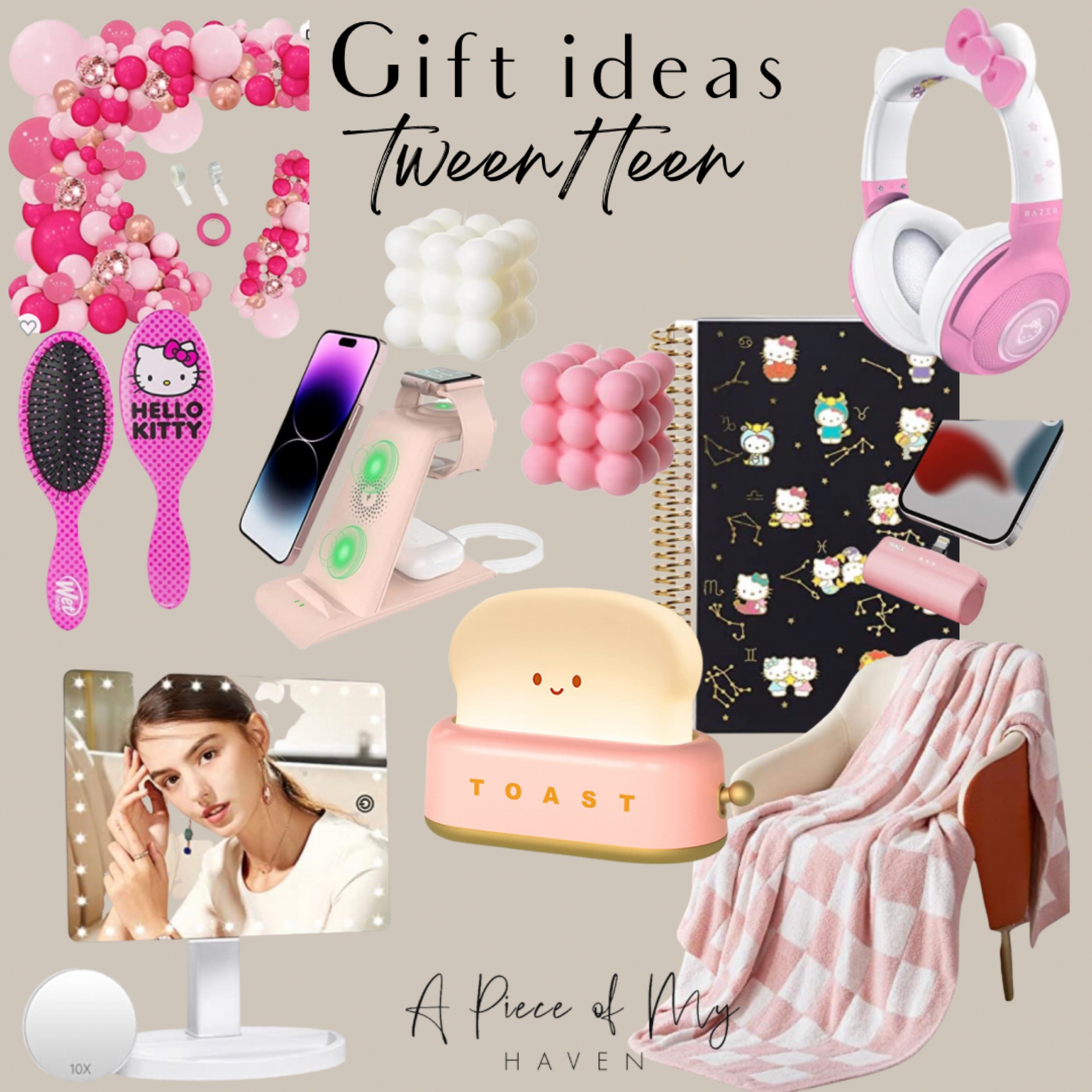 Tween/teen girl gift ideas

Aesthetic teen room decor, toaster nightlight, vanity light, checkered blanket, hello kitty notebook, hello kitty headphones, bubble candles 

#LTKkids #LTKGiftGuide #LTKunder50