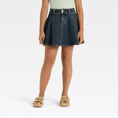 Girls' Pleated Denim Mini Skirt - art class™ Light Wash L | Target