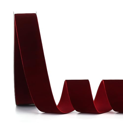 Ewaymado Burgundy Velvet Ribbon 1-1/2 Inch x 20Yd,Great for Gift Wrapping,Hair Bows,Christmas,Wedding Party Decoration(1-1/2" Burgundy) | Amazon (US)