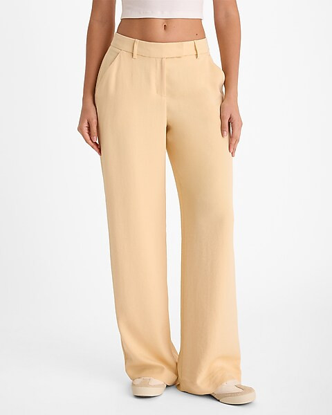 Editor Mid Rise Satin Relaxed Trouser Pant | Express