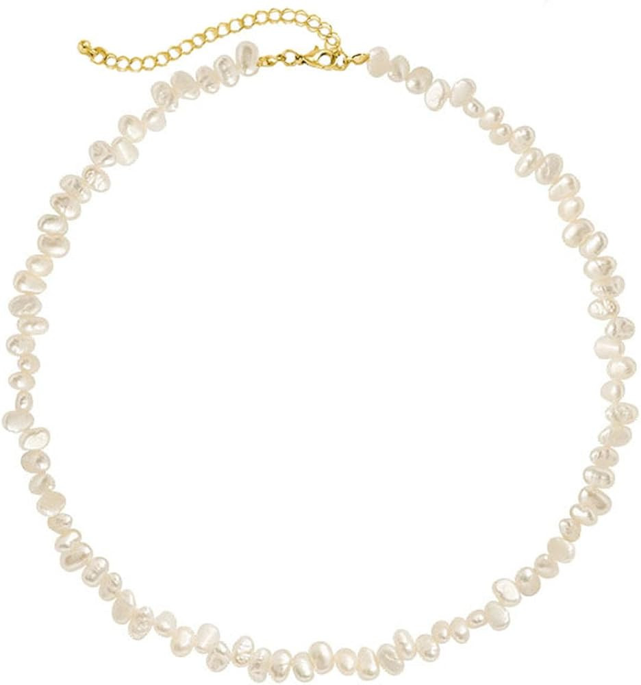 Pearl Necklaces for Women Chunky Pearls Choker Necklaces Baroque Pearls Necklace Dainty White Pea... | Amazon (US)