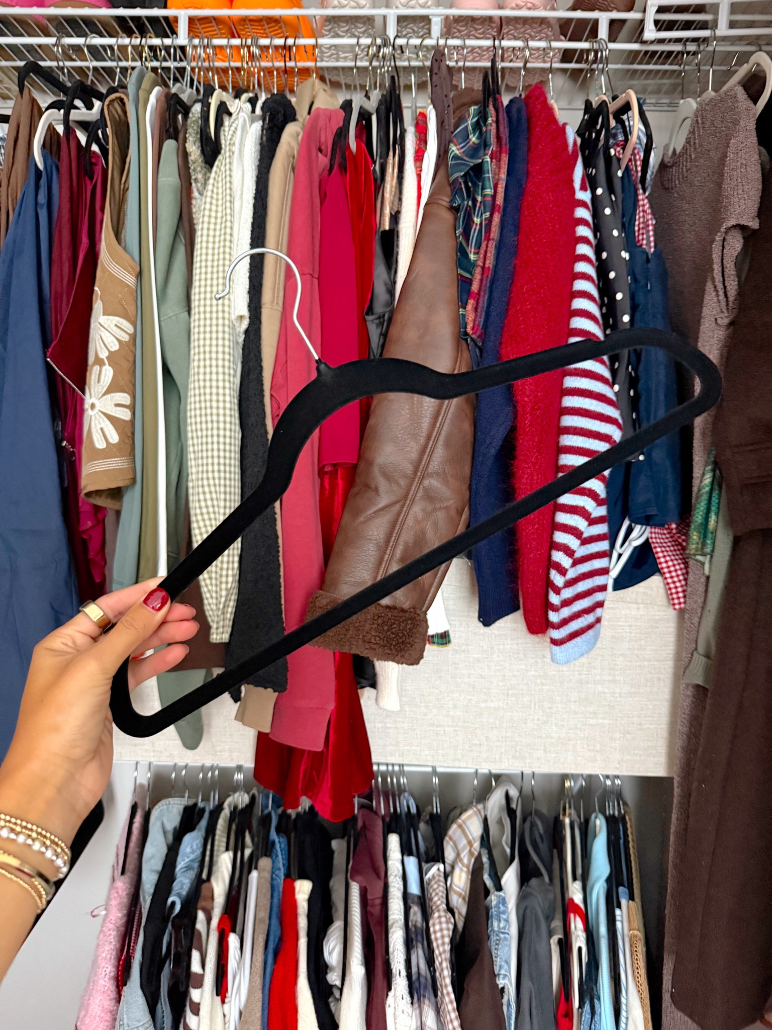 closet organization - the only hangers I’ll use. Velvet from Amazon 👟