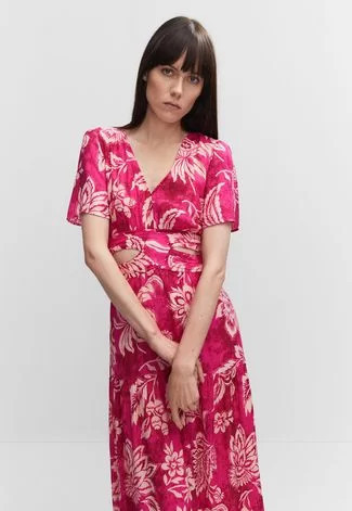 Vestido Mango Longo Cut Out Floral Rosa | Dafiti (BR)