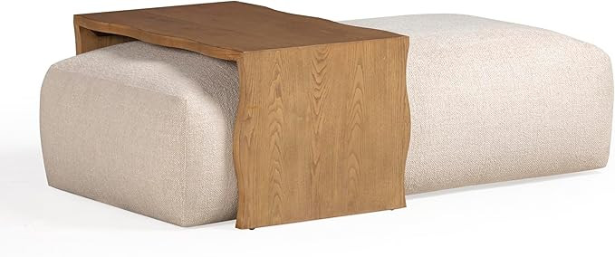 Tov Furniture Spencer Performance Basketweave Ottoman with Bridge Table (Cream) | Amazon (US)