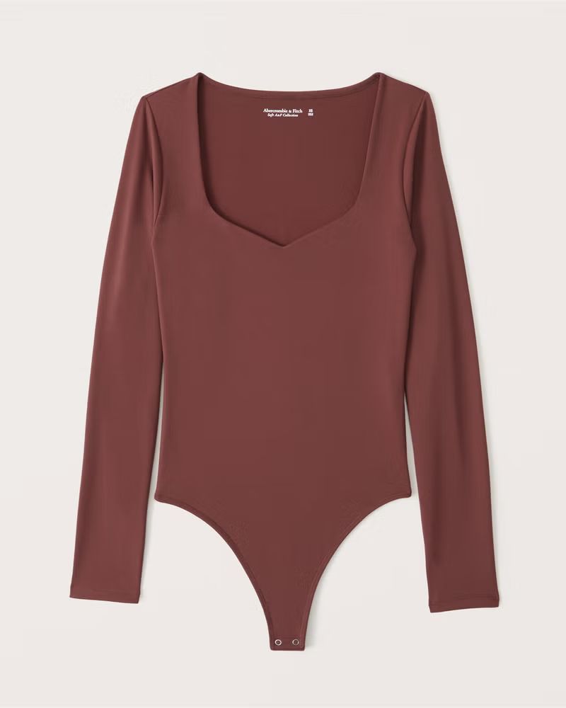 Long-Sleeve Double-Layered Seamless Fabric Sweetheart Bodysuit | Abercrombie & Fitch (US)