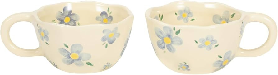 Koythin 2-Pieces Ceramic Coffee Mugs, Creative Cute Flower Cup for Office and Home, 8.5 oz/250 ml... | Amazon (US)