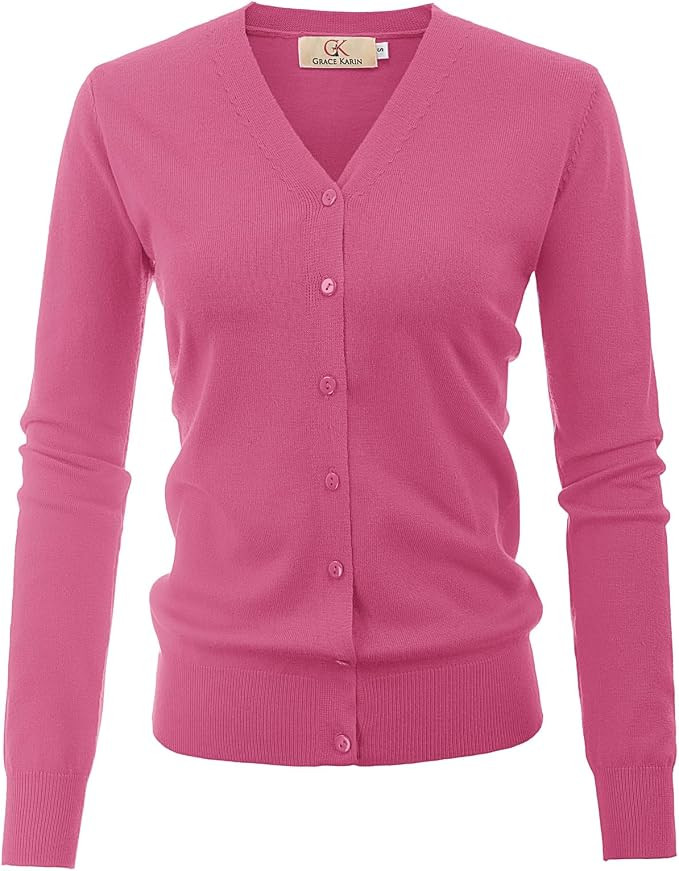 GRACE KARIN Cardigan Sweater for Women V Neck Lightweight Knit Fall Outfits | Amazon (US)