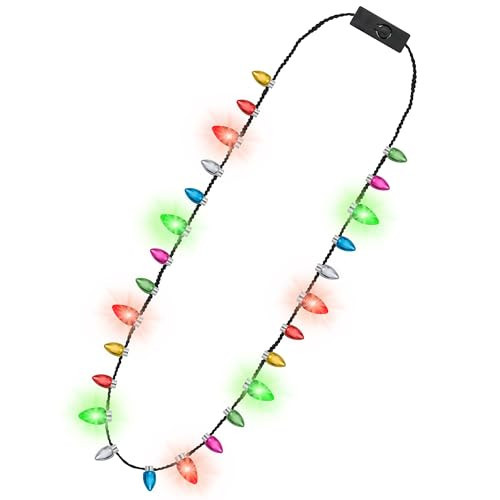 Christmas Lighting Up Necklace, 1PCS Christmas Accessories, Xmas Lights 3 Glow Modes Necklace with 8Pcs Colorful 3D Bulbs, Christmas Party Favors for Xmas Decorations Ugly Sweater Holiday Gathering Decor | Amazon (US)