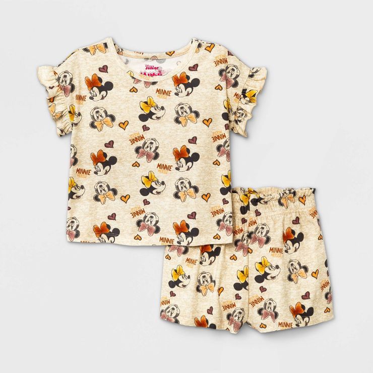Toddler Girls' 2pc Minnie Mouse Top and Bottom Set - Beige | Target
