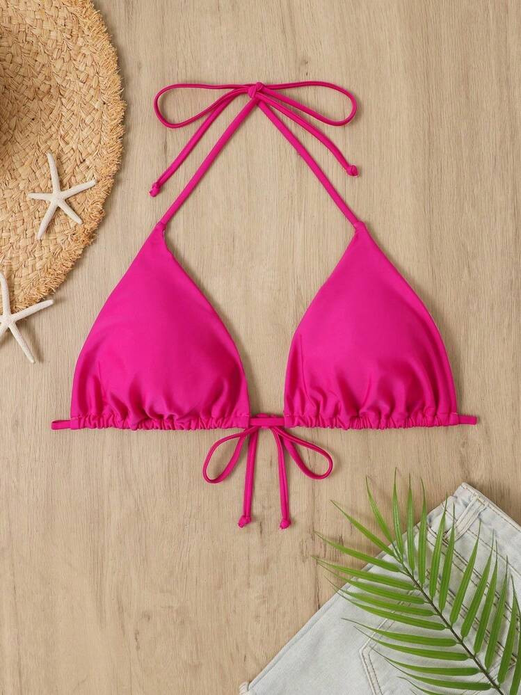 Swim SXY Summer Beach Plus Ruched Halter Bikini Top | SHEIN