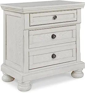 Signature Design by Ashley Robbinsdale Traditional 2 Drawer Night Stand, White | Amazon (US)