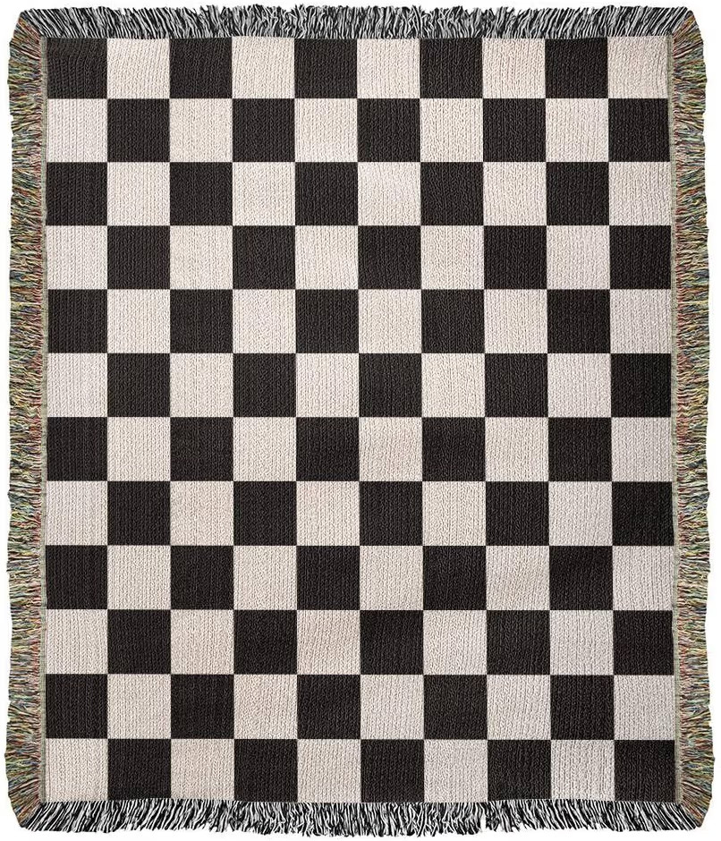 Hilis Checkered Black and White Woven Blanket - 100% Cotton Throw Blanket, 3 Sizes, Retro Style A... | Amazon (US)
