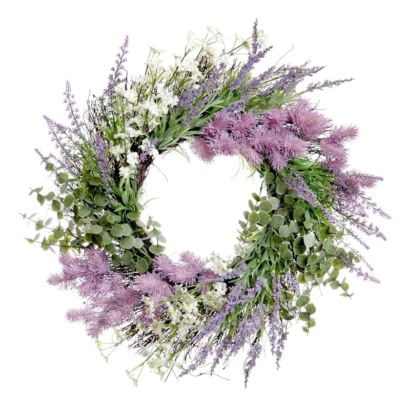 Purple Lavender & Thistle Floral Wreath, 22" | At Home