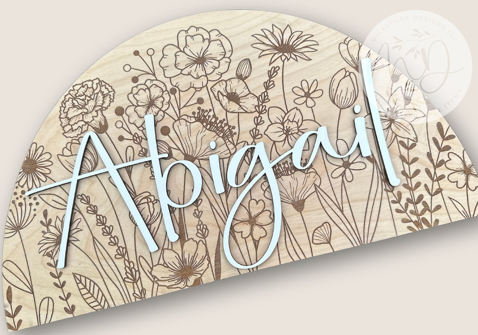 Wooden Wildflower Nursery Name Sign, Wildflower Floral Engraved Nursery Name Sign, Crib Sign, Nur... | Etsy (US)