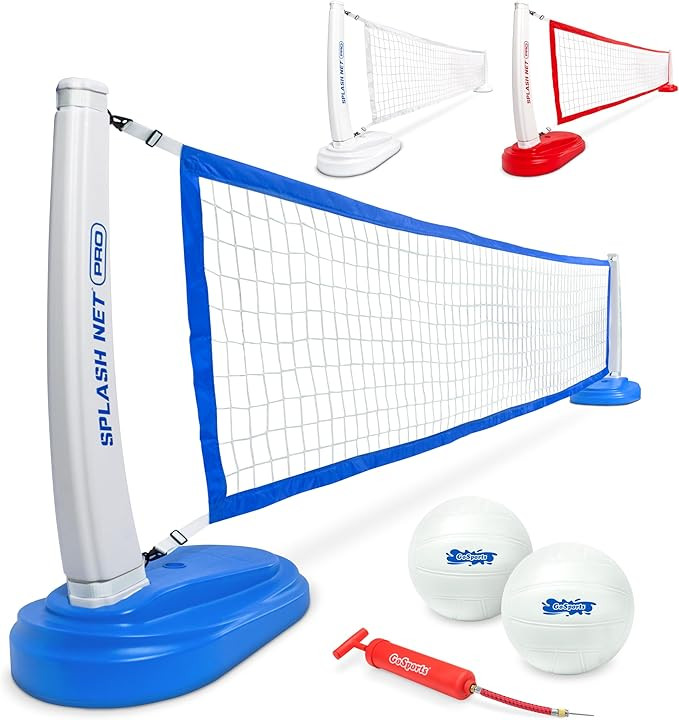 GoSports Splash Net PRO Pool Volleyball Net - Red, White, or Blue - Includes 2 Water Volleyballs ... | Amazon (US)