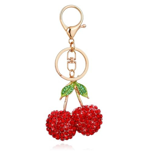Yuomeaz Cherry Purse Charm, Rhinestone Cherry Keychain Bag Charm, Glitter Red Cherries Keychain Charms for Women Bag Purse Car Cherries Keychains Accessories | Amazon (US)