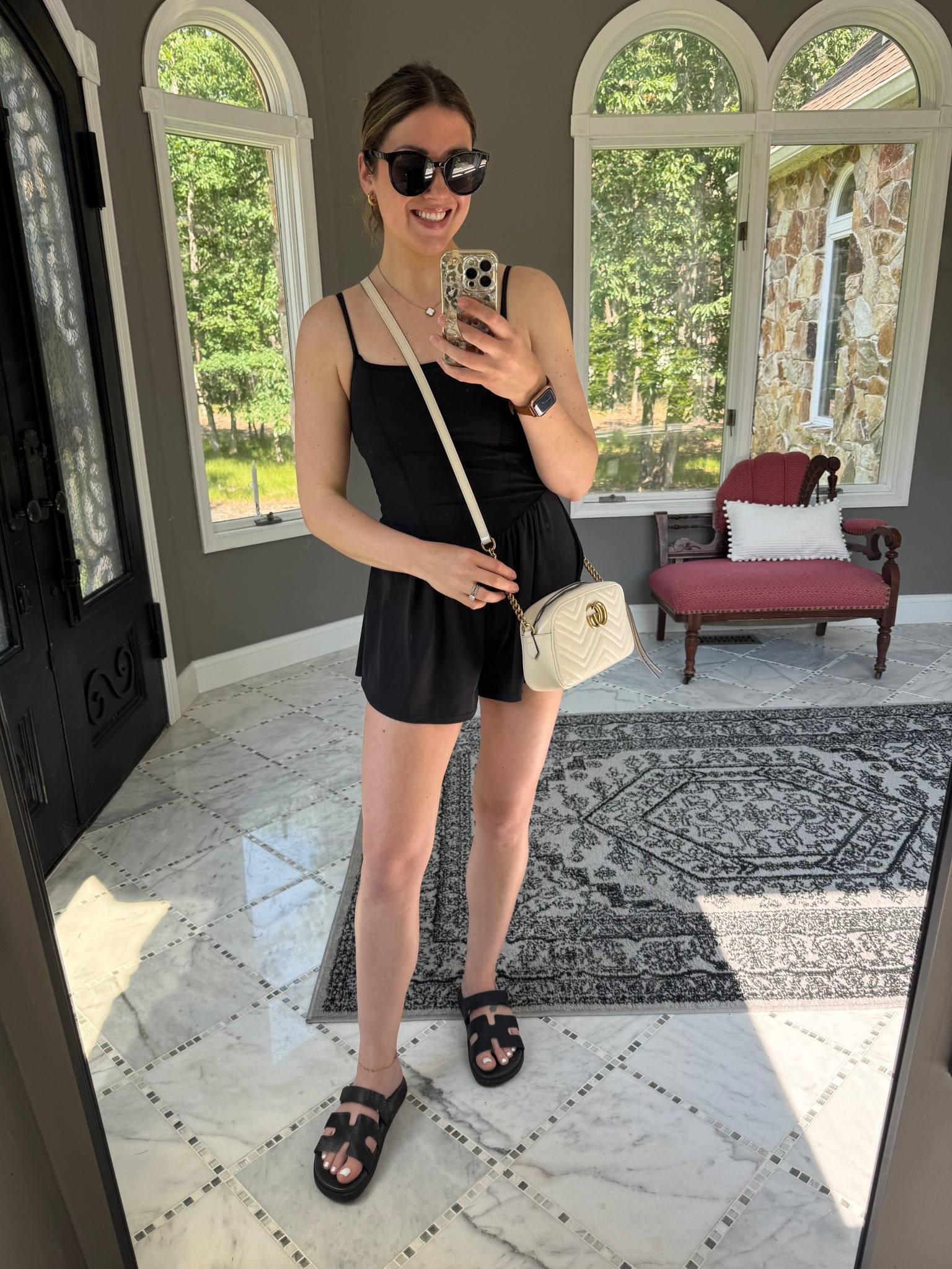 Taking Alex to his swim lesson today!

Mom ootd, summer ootd, mom summer ootd, cool mom summer, black sandals, everyday sandals, every day sandals, Hermes look alike, h sandals, black romper, athletic romper girly romper, disney world outfit, black sunglasses, oversized sunglasses, gucci bag, neutral outfit, Amazon romper, Amazon outfit, casual outfit idea  

#LTKFindsUnder50 #LTKStyleTip #LTKSummerEdit
