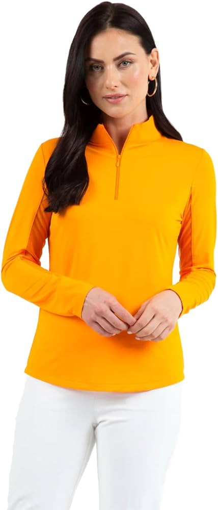 IBKUL Women's Solid Long Sleeve 1/4-zip Mock Neck Shirt | Amazon (US)