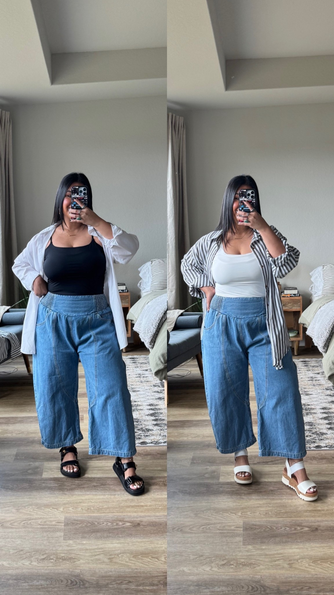 The best Amazon tanks for layering or wearing on their own. Soft, stretchy, smoothing, double lined. // wearing a large in the tanks and button ups. Size 12 in the jeans. All true to size! 

#LTKMidsize #LTKPetite #LTKootd