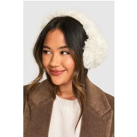 Womens Fluffy Faux Fur Earmuffs - White - One Size | boohoo (US & Canada)
