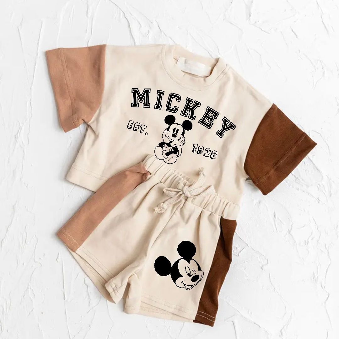 100% Cotton Color Block Baby Toddler Mickey Clothing Set , Outfit , Shirt , Shorts , Baby Girl , ... | Etsy (US)