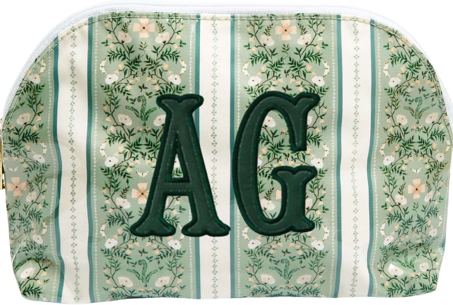 Personalized Clear Coated Pouch - Medium or Large Toiletry Bag with Embroidered or Applique Monogram, Custom Makeup or Travel Organizer, Easy-Clean Cosmetic Bag, Travel Gift for Women (Greenbriar, M) | Amazon (US)