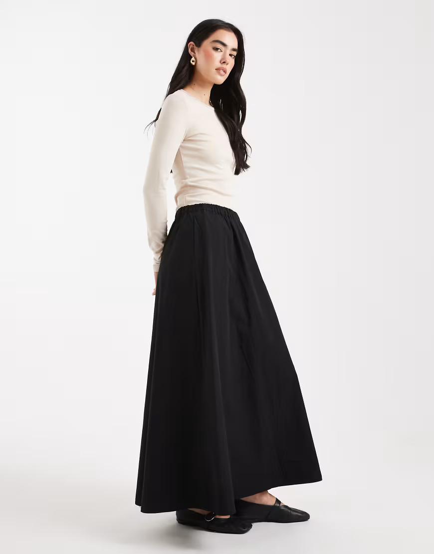 ASOS DESIGN volume maxi skirt in black | ASOS (Global)