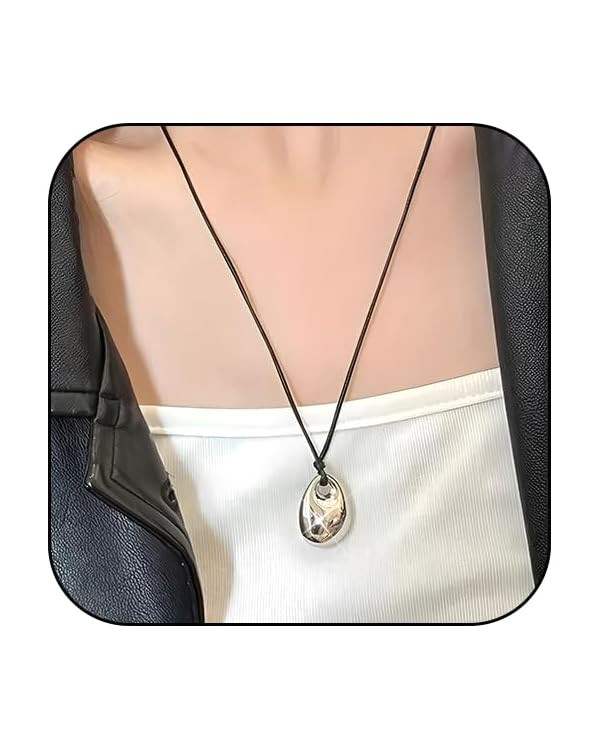 Leather Cord Tear Drop Necklace for Women Black Goth Long Simple Rope Chain and Gold Silver Teard... | Amazon (US)