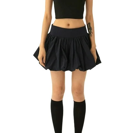 Women Y2k Bubble Skirt High Elastic Waist Ruffle Flared Mini Skirts Pleated Balloon Puffy Skirts | Walmart (US)
