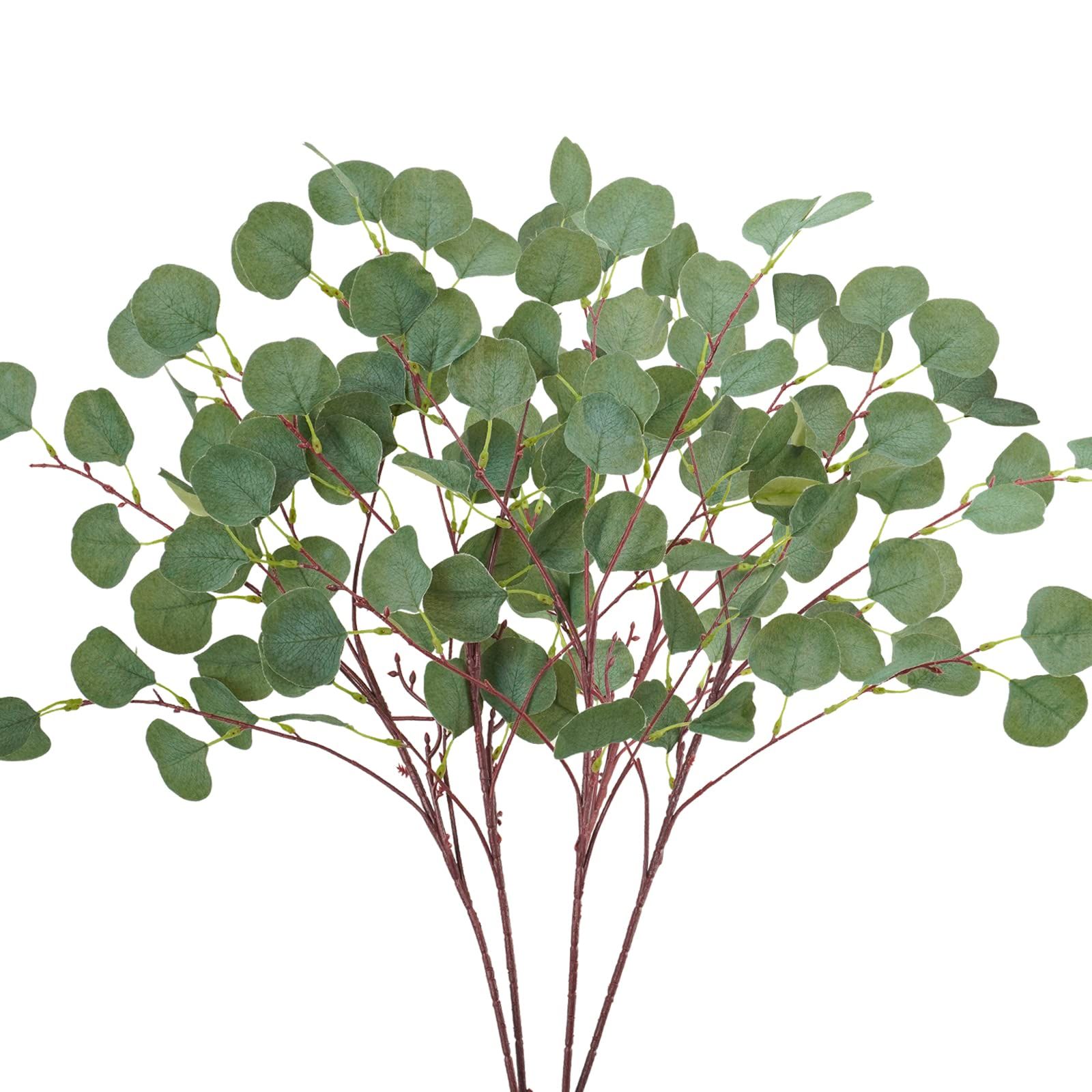 Tepaler 4pcs Artificial Eucalyptus Leaves Stems 34.2’’ Long Dried Silver Dollar Eucalyptus Faux Fake | Amazon (US)
