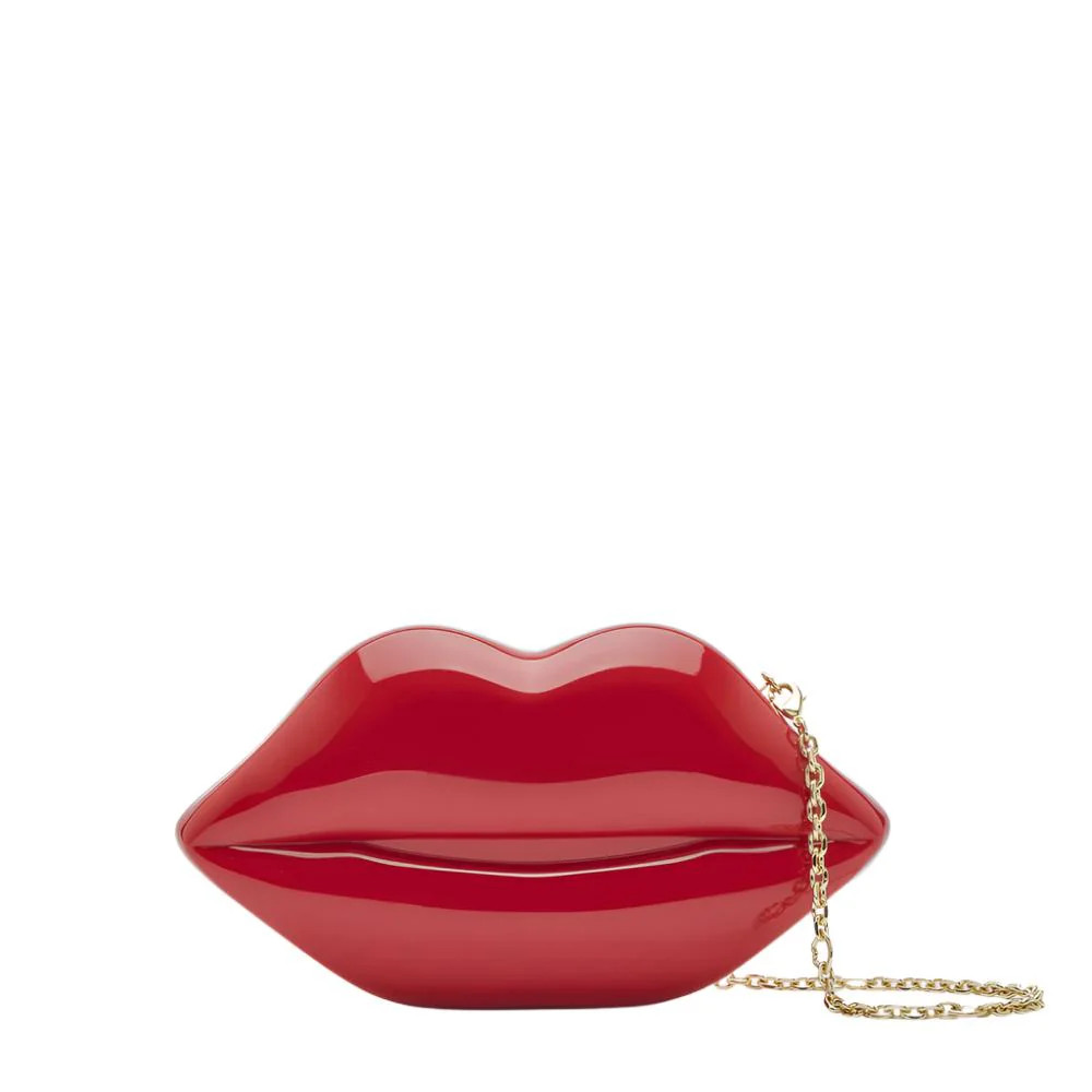 LULU RED SMALL LIPS CLUTCH BAG | Lulu Guinness (UK)