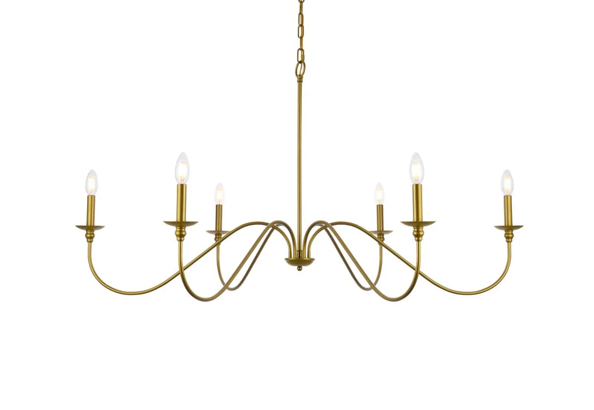 Elegant Lighting Ld5056d48 Rohan 6 Light 48" Wide Taper Candle Chandelier - Brass | Walmart (US)