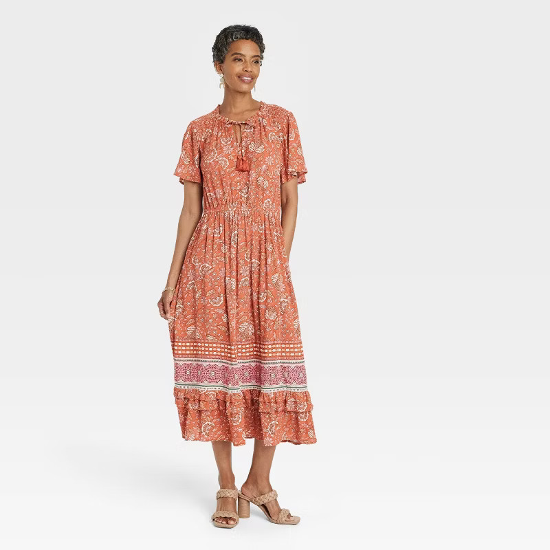 Women's Flutter Short Sleeve Smocked Dress - Knox Rose™ | Target