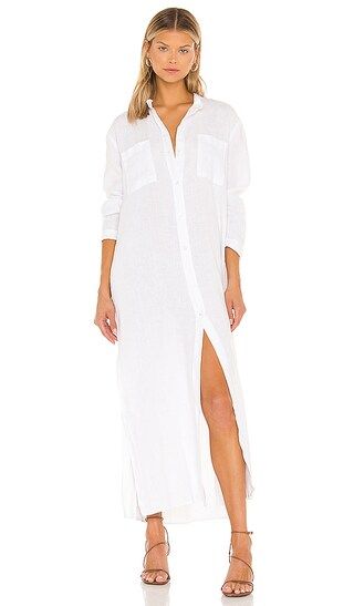 X REVOLVE Linen Maxi Shirt Dress in White | Revolve Clothing (Global)