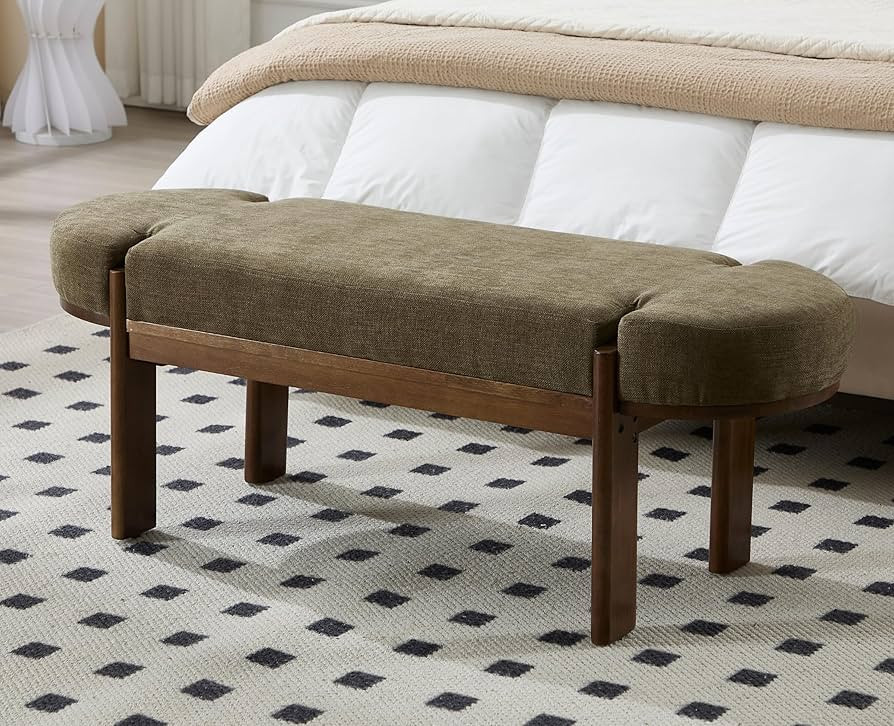 EALSON 49 Inch Modern Bedroom Bench Upholstered End of Bed Bench Wood Entryway Bench with Fabric ... | Amazon (US)