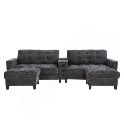 Modern Sectional Sofa 126" U-Shaped Sectional Sofa Modular Sectional Couch With Movable Storage Ottomans, Multifunctional Console, Bluetooth Speakers | Wayfair North America