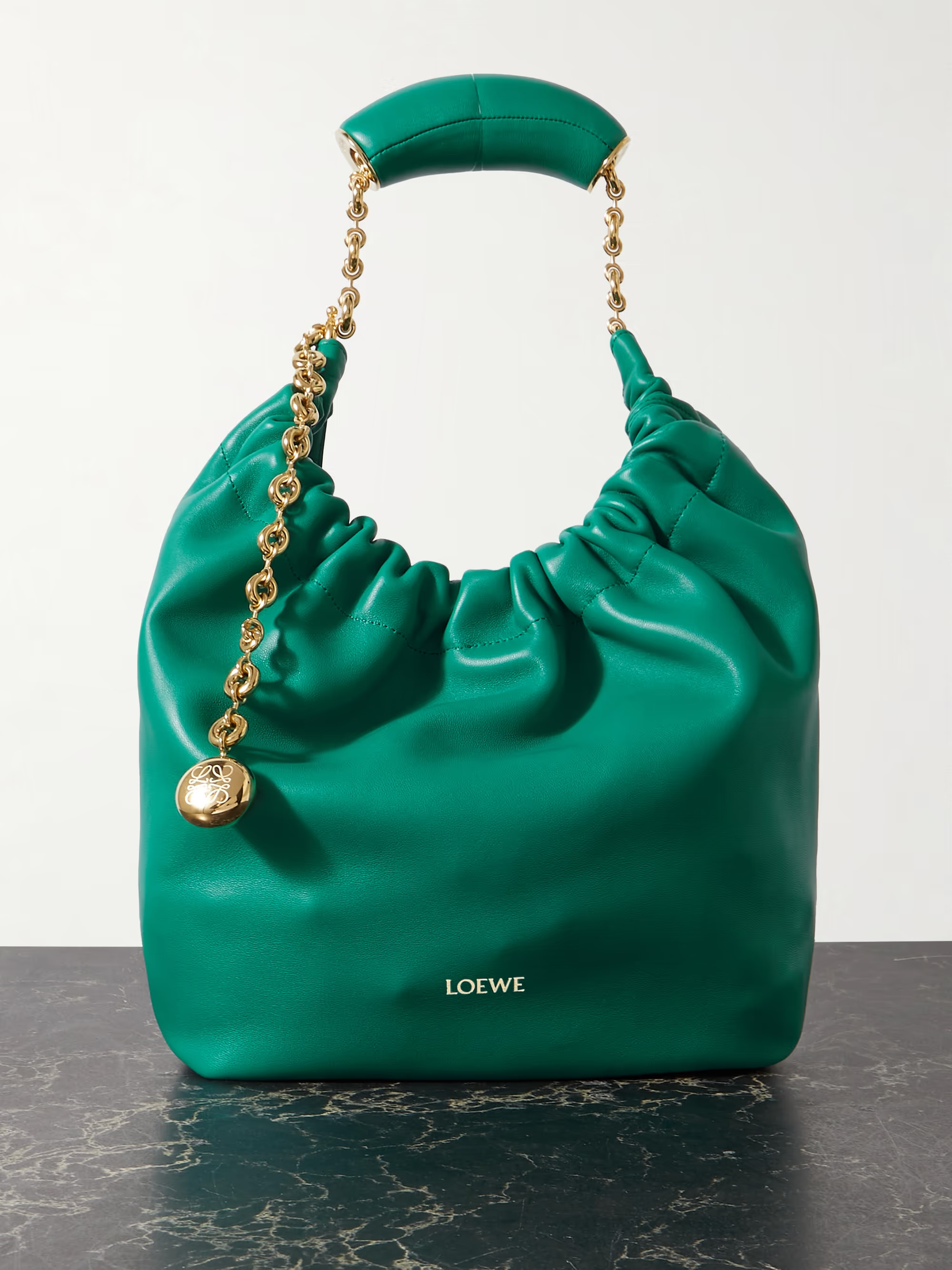 Squeeze small chain-embellished gathered leather tote | NET-A-PORTER (UK & EU)