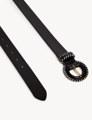 Leather Circle Buckle Whipstitch Jeans Belt | M&S Collection | M&S | Marks & Spencer (UK)