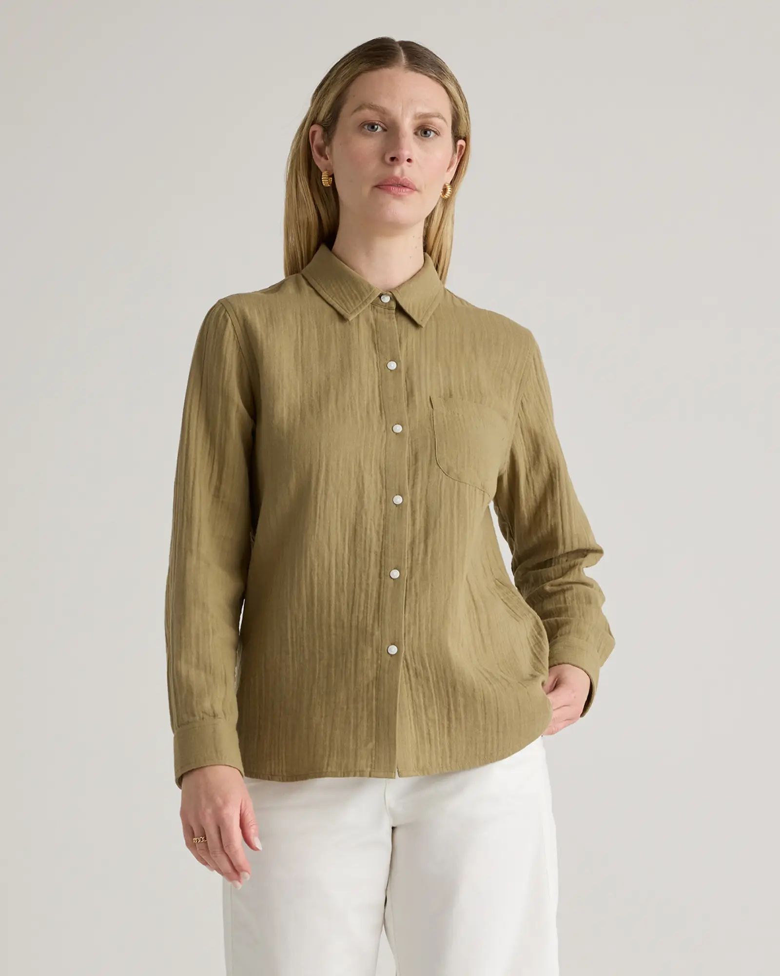 100% Organic Cotton Gauze Long Sleeve Shirt | Quince