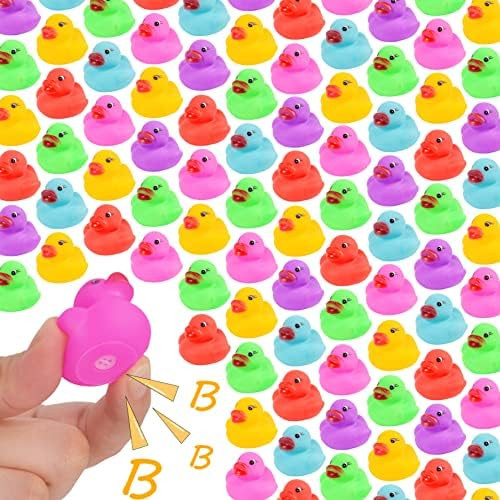 86-Pack Mini Bath Ducks Set, Mini Colorful Rubber Duckies Bath Toy for Child, Float & Squeak Tiny Du | Amazon (US)