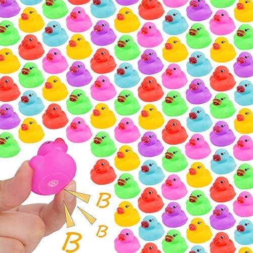 86-Pack Mini Bath Ducks Set, Mini Colorful Rubber Duckies Bath Toy for Child, Float & Squeak Tiny Du | Amazon (US)