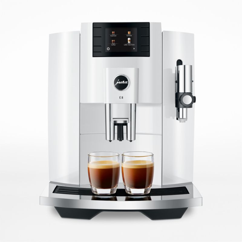 JURA E8 Piano White Espresso Machine | Crate & Barrel | Crate & Barrel