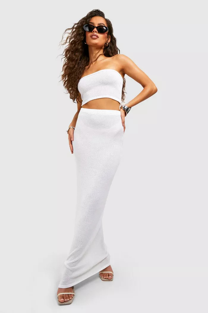 Fine Gauge Bandeau And Maxi Skirt Co-ord | Boohoo.com (US & CA)